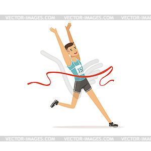 Athletic man taking part in running competition. Gu - vector clip art