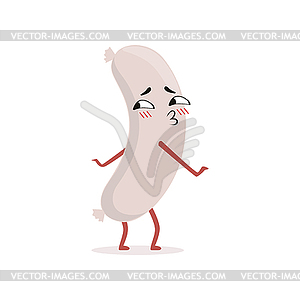 Cartoon liver sausage dancing with cute face. - vector clipart