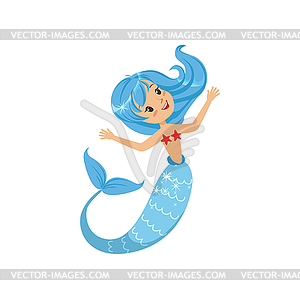 Beautiful little mermaid of underwater world. - vector image