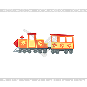 Mini train locomotive of funfair carnival. Amusemen - vector image