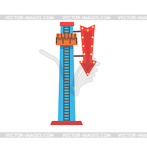 Cartoon free fall or drop tower. Extreme attraction - vector clipart