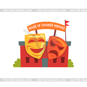 House of crooked mirrors. Colorful amusement park - vector clipart