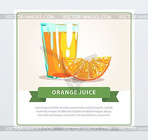 Cartoon glass of freshly squeezed juice and slice o - vector image