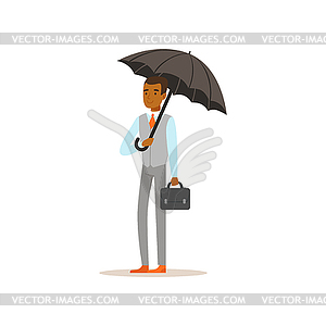 African american businessman standing with open - vector clipart