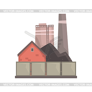 Coal burning power plant, industrial manufactury - vector clipart