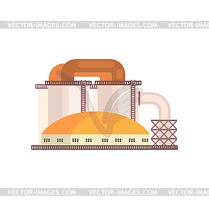 Refinery plant, industrial manufactury building - vector clipart