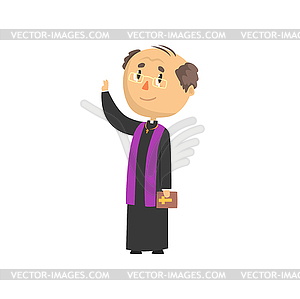 Mature priest character blessing people, catholic - vector EPS clipart