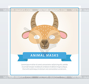 Карнавальная маска антилопы с рогами. Симпатичное животное - изображение в векторе