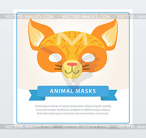 Colorful cat masquerade mask. Cute domestic animal - vector clipart