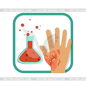 Chemical burn of third-degree. Hand with damaged - vector clipart