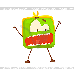 Funny shouting purse character , cute green - vector clipart