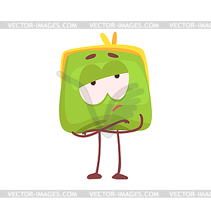 Cute purse character standing with folded hands - vector clipart