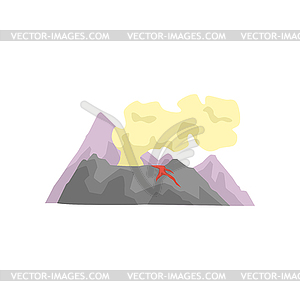 Volcano with magma, lava and smoke - vector clipart / vector image