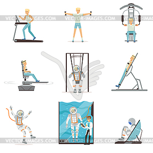 Astronaut preparing for space flight - vector clipart