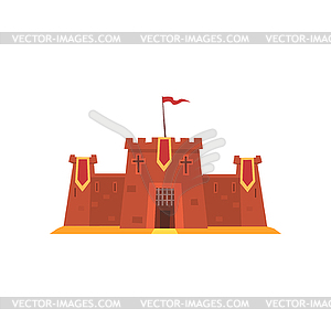 Крепость с железной решеткой на входе, оборонительная - векторное графическое изображение