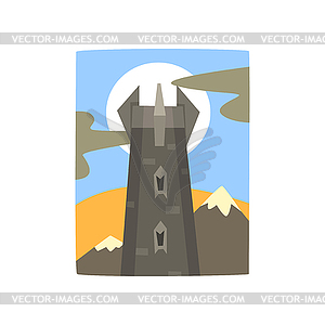 Medieval fantasy castle in mountains landscape. - vector EPS clipart