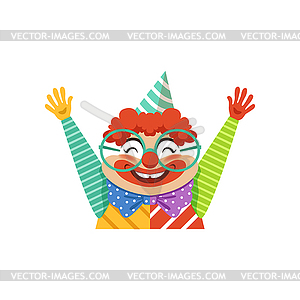 Funny circus clown in traditional makeup and - royalty-free vector image