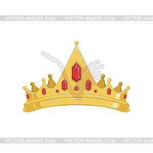 Golden ancient tiara or crown with red precious - vector clipart