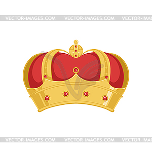 Golden pope or king crown crown with red velvet - vector image