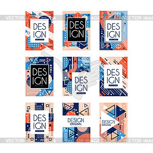 Set of Memphis style cards. Colorful abstract - vector clip art