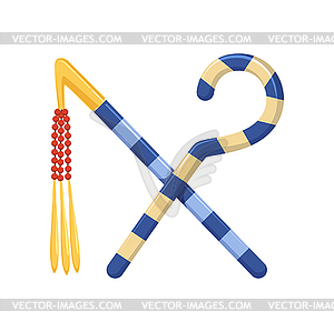 Rod and Whip, Egyptian ancient symbols of power - vector image