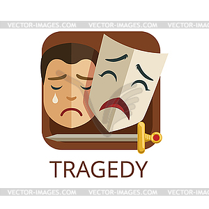 Tragedy cinema or theatre genre, cinematography, - color vector clipart