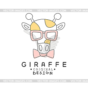 Giraffe logo template original design, cute funny - vector clipart