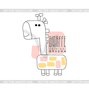 Giraffe logo template original design, cute stylize - color vector clipart