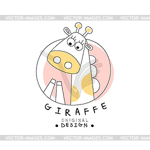 Giraffe logo template original design, cute animal - vector clipart