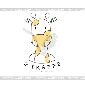 Giraffe logo original, cute animal badge easy - vector clip art