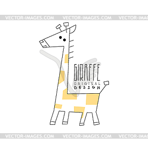Giraffe logo original design, funny animal badge - royalty-free vector clipart