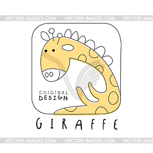 Giraffe logo original design, cute funny animal - vector clipart