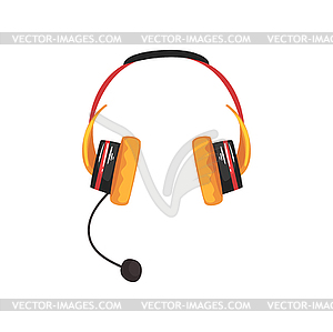 Yellow wireless headset, headphones with - vector image