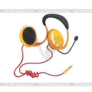 Wireless headset, yellow headphones with - vector clipart