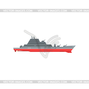 Colored military warship with radar and guns fixed - vector clip art