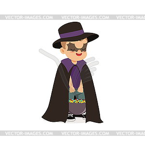 Little boy dressed as bat, cute kid in halloween - vector image