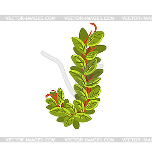 Letter J, English alphabet made of tree branches, - vector image