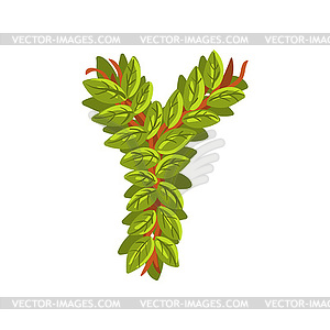 Letter Y, English alphabet made of tree branches, - vector clip art