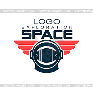 Astronaut`s protective helmet logo. Space - color vector clipart