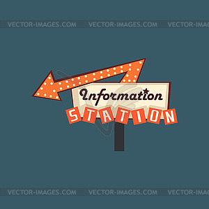 Information station retro street signboard, - royalty-free vector image