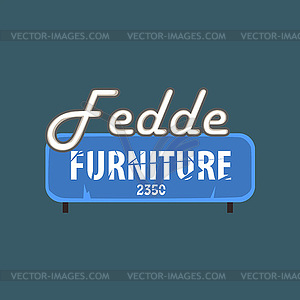 Fedde furniture retro street signboard, vintage - vector image