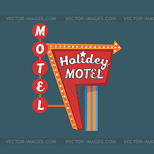 Holidey motel retro street signboard, vintage banne - vector image