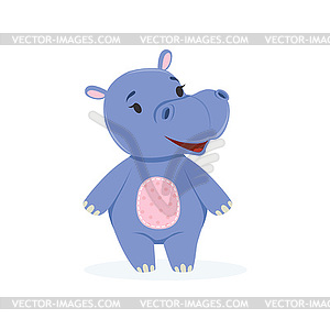 Funny baby hippo character, cute behemoth African - vector clipart