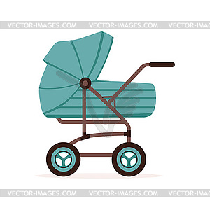 Blue baby pram or stroller, safe transportation of - vector clipart