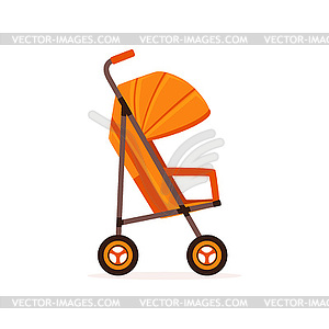 Orange baby carriage, safe handle transportation - vector EPS clipart