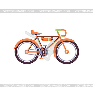 Orange trekking bike, modern bicycle - vector image