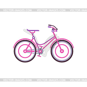 Розовый классический женский велосипед, современный велосипед - изображение в векторе