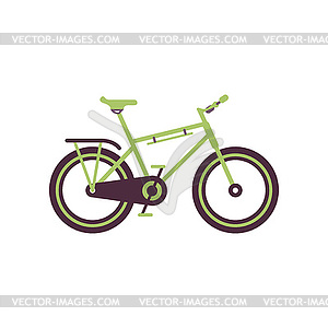 Green road bike, modern bicycle - vector image