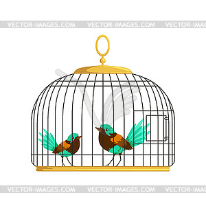 Couple of beautiful birds with colorful lush - vector clipart