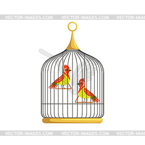 Two small bright-colored birds with long narrow - vector clipart